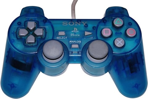 Official Sony Playstation PSOne Dual Shock Controller, Clear Blue