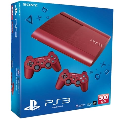 Playstation 3 Super Slim 500GB Red + 2 controllers, Boxed