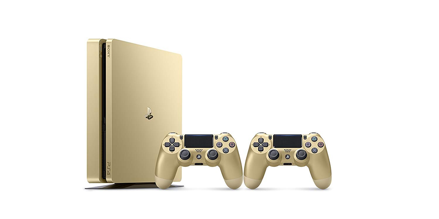 Playstation 4 Slim 500GB Console, Gold (two controllers)