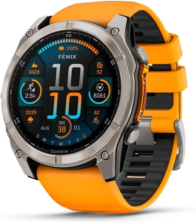 Garmin Fenix 8 AMOLED 51mm Sapphire Titanium with Spark Orange Band