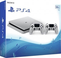 Playstation 4 Slim Console 500GB Silver (With 2 Silver controllers), Boxed