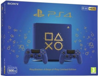 Playstation 4 Slim 500GB Console Days Of Play Blue (2 controllers), Boxed
